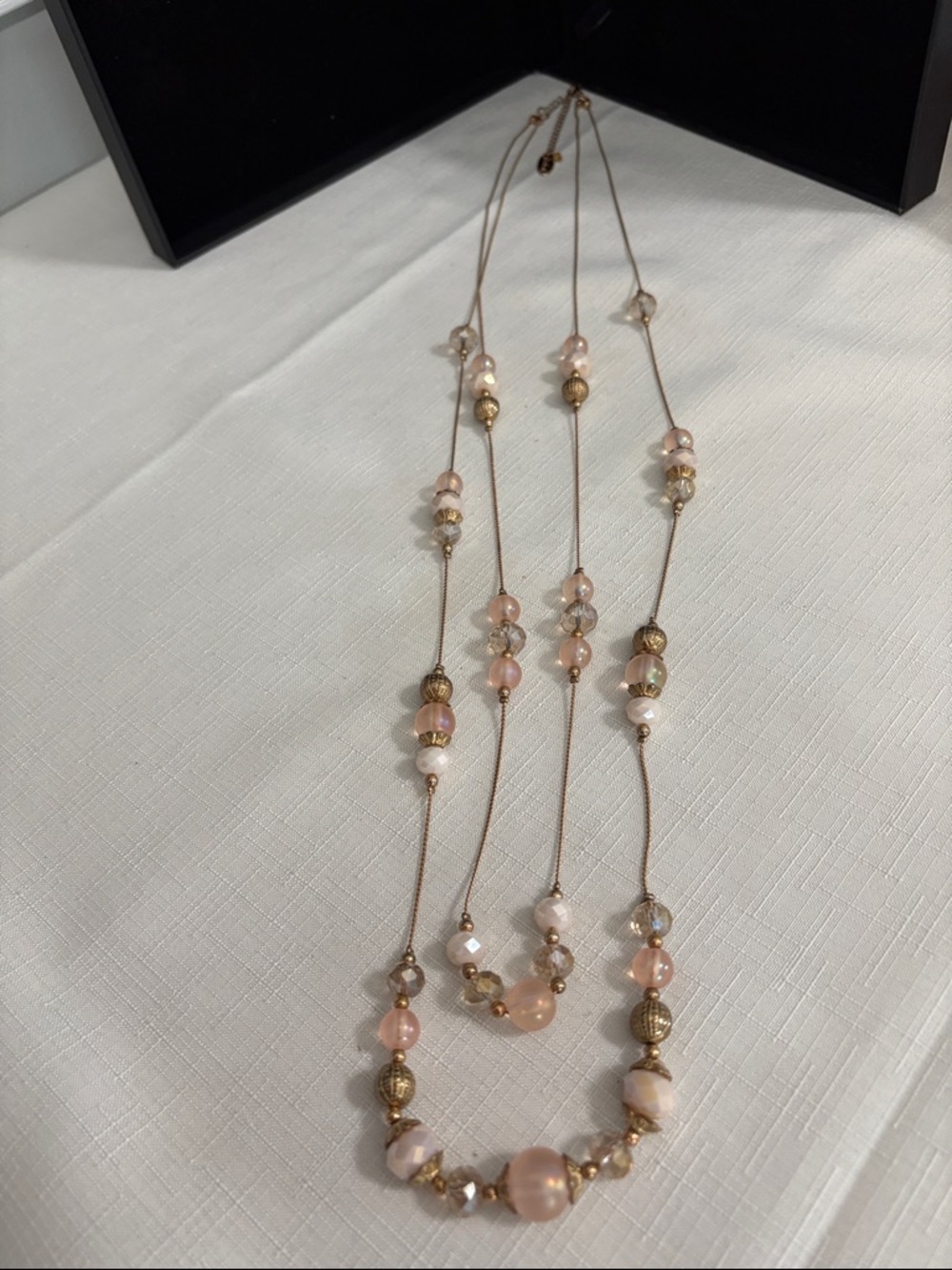 Delicate Pink Bead Long Necklace - Unbranded
